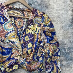 Fashion Nova Boho Goddess‎ Paisley Crop Top Puff Sleeve Hippie Chic M